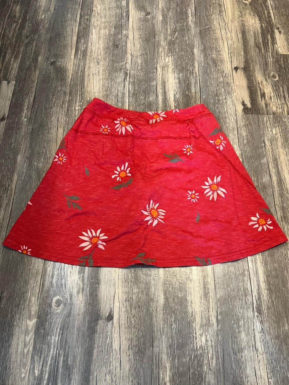 Toad & Co Seleena Skort Red Daisy Print Organic Cotton Outdoors Granola Hiking - Picture 6 of 6